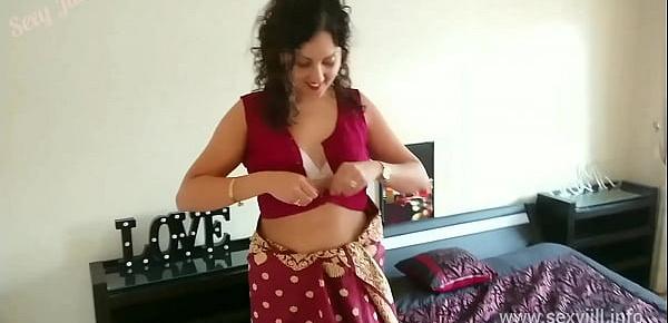  Red saree Bhabhi caught watching porn blackmailed and forced to fuck by Devar dirty hindi audio desi chudai leaked scandal taboo sextape bollywood POV Indian